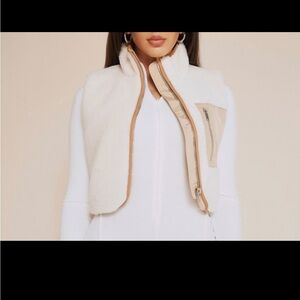 White and Tan Fleece Vest